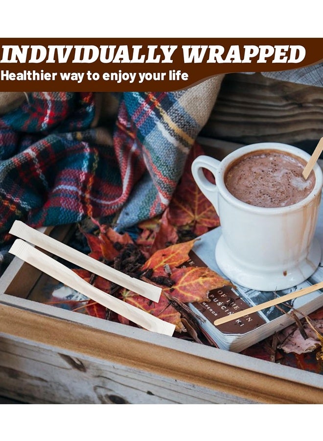 100PCS 5.5 in Individually Wrapped in Paper Wooden Coffee Stirrers,  for Daily Use or Other DIY Craft Design - Image 3